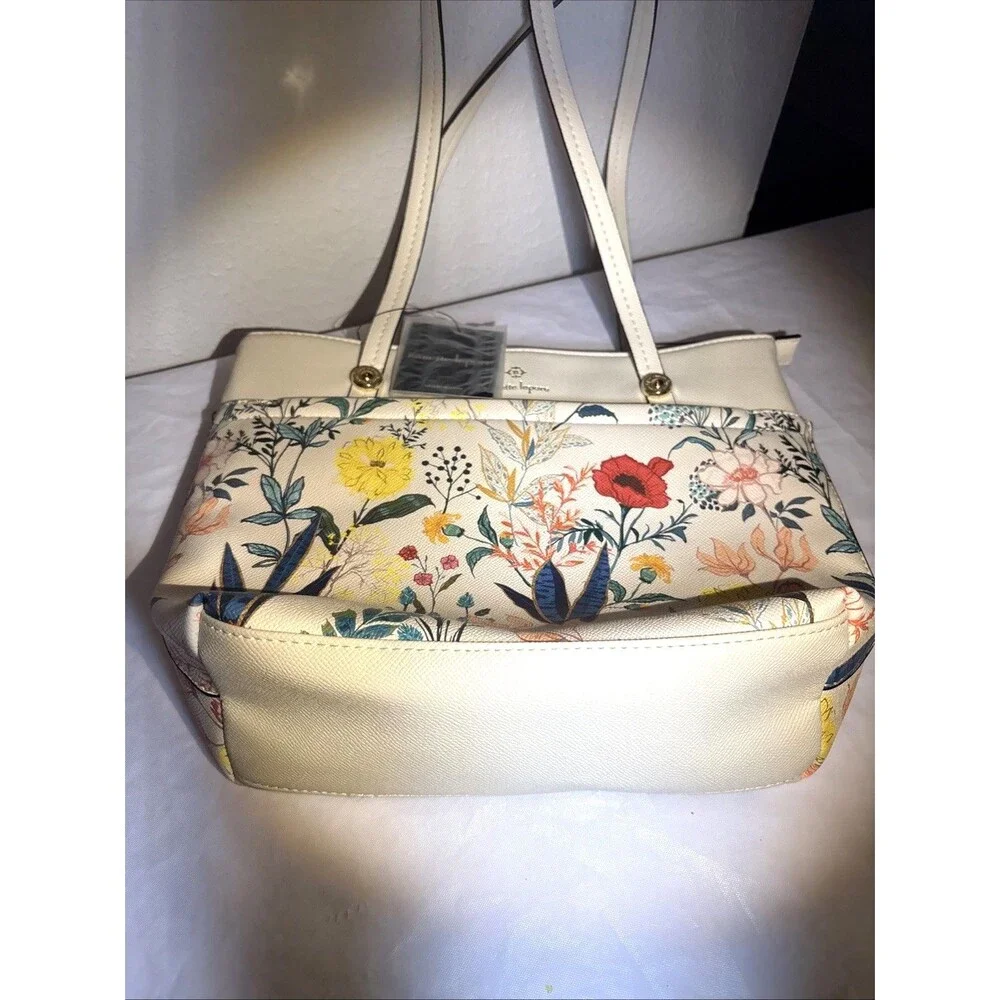 Nanette Lepore Makena Summer Botanical Floral Tote Bag Shopper Cream New NWT
